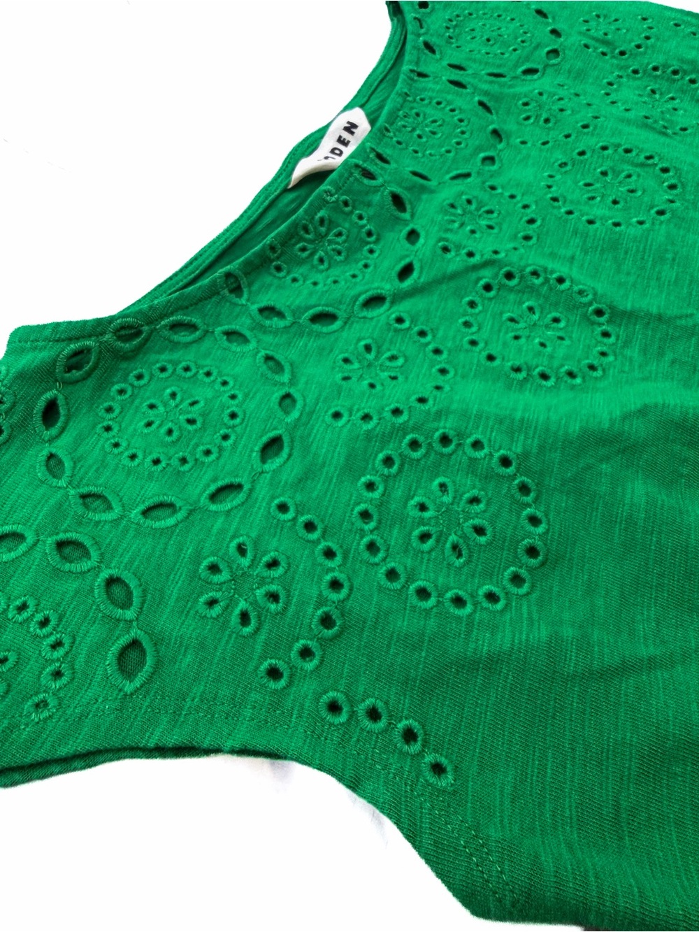Boden NEW Green Florrie Broderie Jersey Dress 4L Eyelet Pockets NWOT Womens Bold - Picture 6 of 11